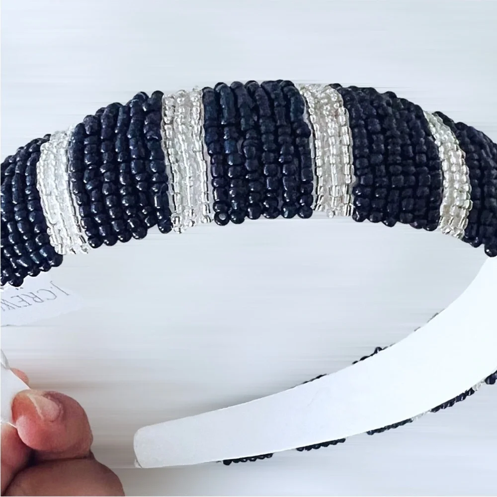 J. Crew Elegant Blue and White Puffy Beaded Headband